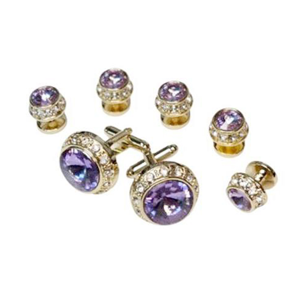 Amethyst Faceted Synthetic Crystal Studs And Cufflinks (5 studs) Amethyst Faceted Synthetic Crystal Studs And Cufflinks (5 studs)