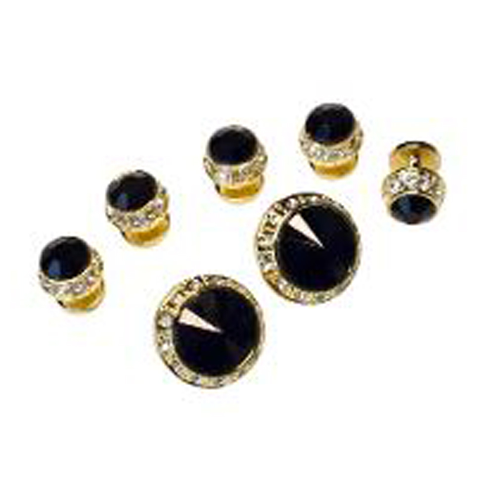 Black Faceted Synthetic Crystal Studs And Cufflinks (5 stud set) Black Faceted Synthetic Crystal Studs And Cufflinks (5 stud set)