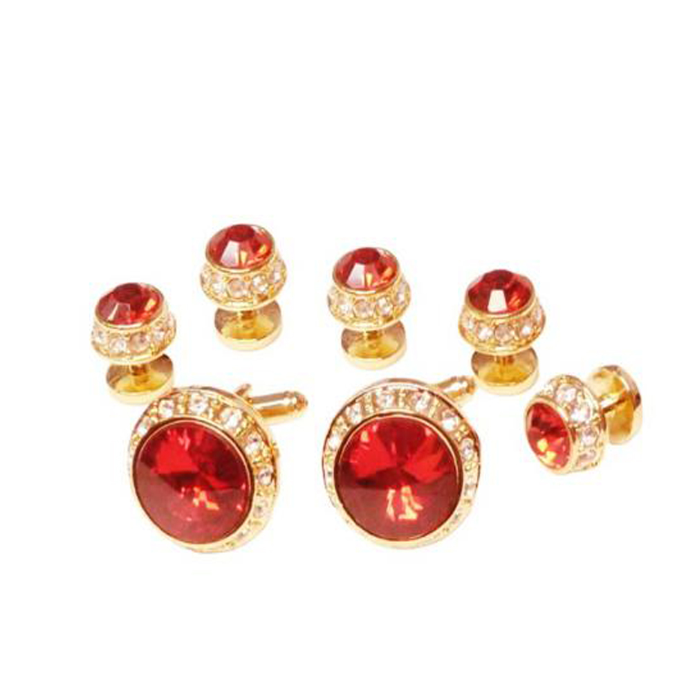 Red Faceted Synthetic Crystal Studs And Cufflinks (5 studs) Red Faceted Synthetic Crystal Studs And Cufflinks (5 studs)