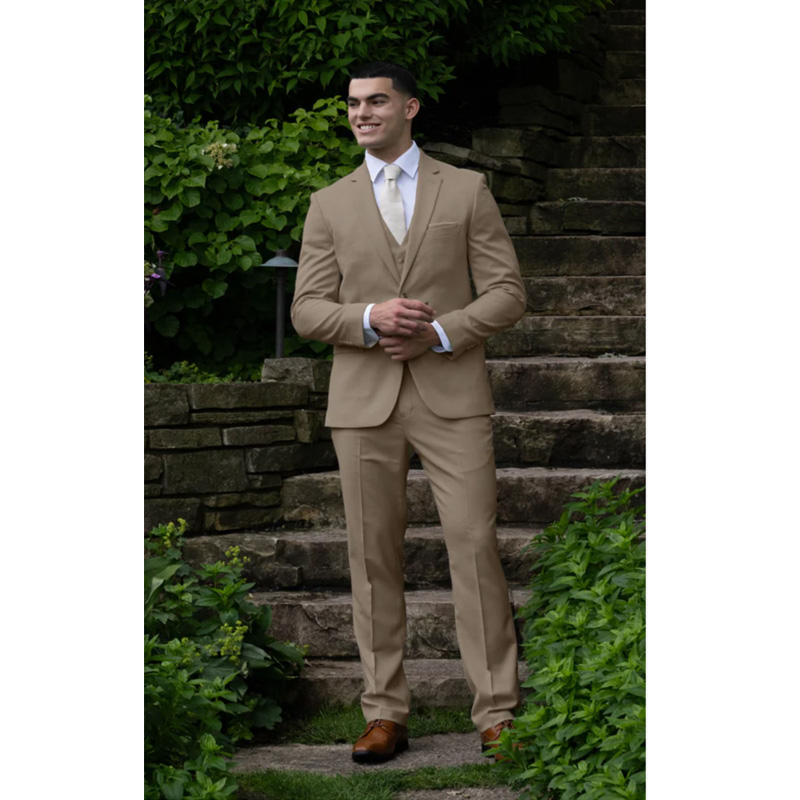 Men's Taupe Sharkskin Power Stretch Suit Men's Taupe Sharkskin Power Stretch Suit